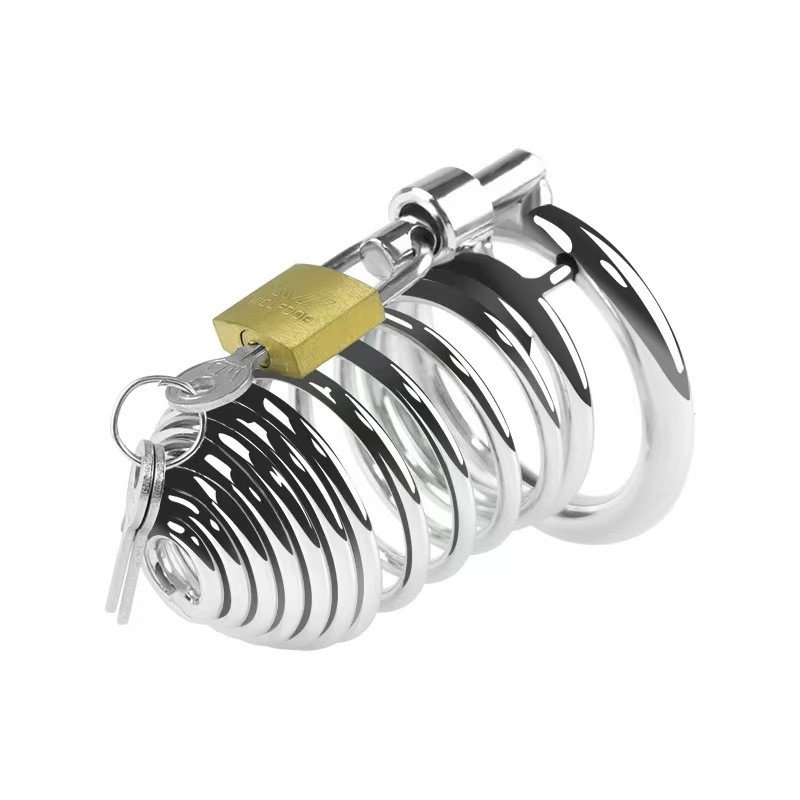 VIP37-1-800x800 Multiple Sizes Stainless Steel Penis Chastity Cage With Lock - Image 1