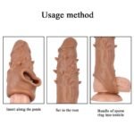 160*40mm Extender Realistic Textured Cock Extender Stretchy Ultra-Soft Material Cock Enlarger - Image 6